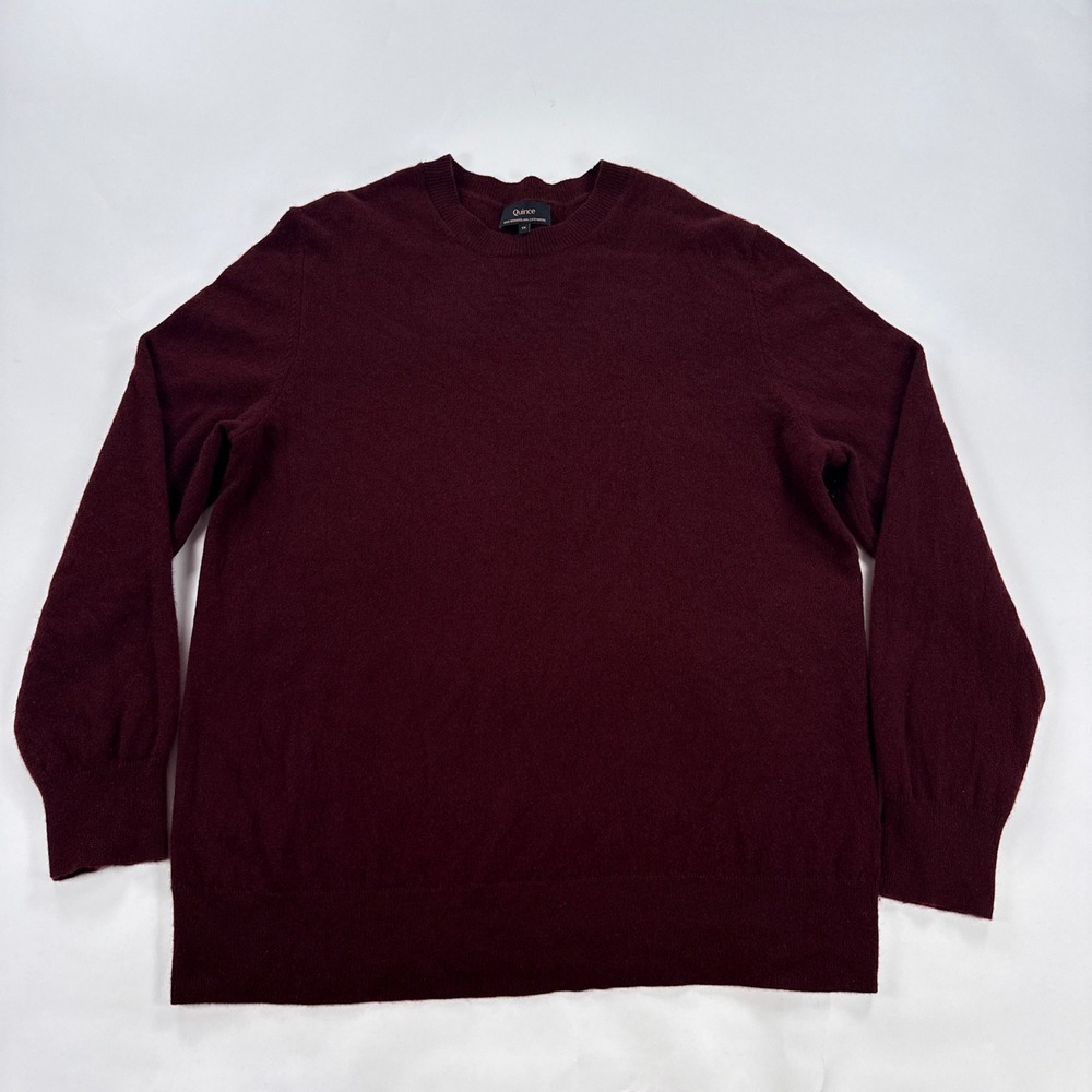 Quince Womens Sweater 1X Burgundy 100% Mongolian Cashmere Crewneck Soft Classic